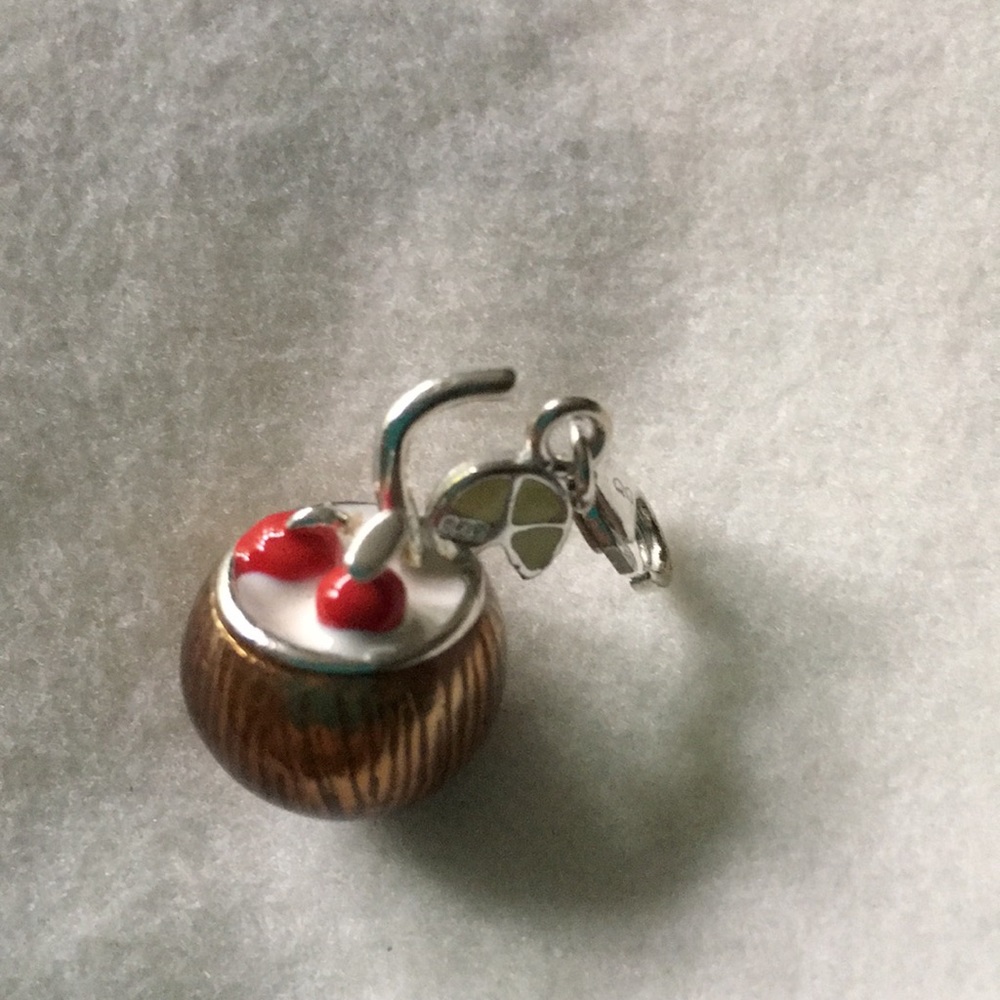 Pina colada enameled charm in silver